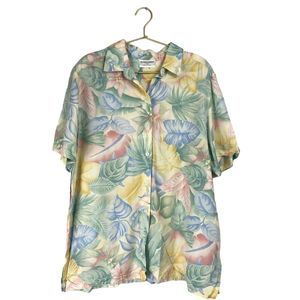 Alfred Dunner‎ Button-Up Shirt Size 18 Vintage Summer Abstract Pastel Floral 163